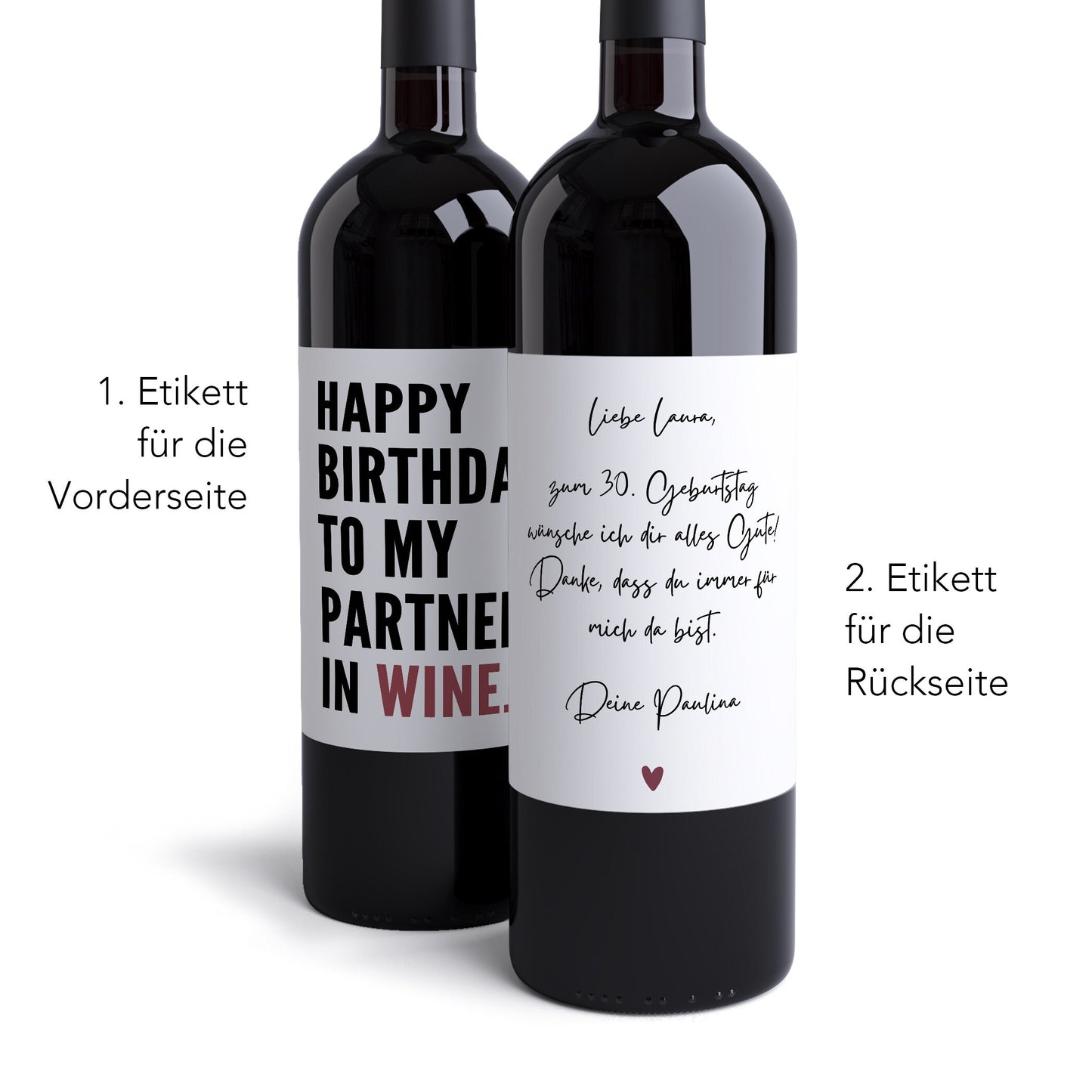 Geburtstagsgeschenk Freundin Personalisierte Wein Flaschen Etiketten Geschenk Zum Geburtstag (2er Set)
