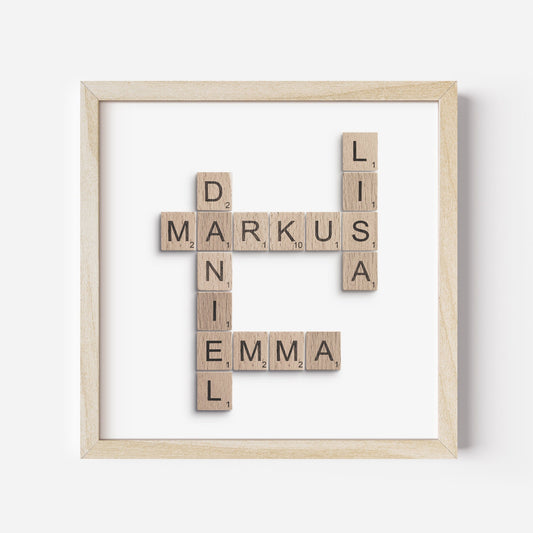 Scrabble Kreuzworträtsel Bild Familie Personalisiertes Familienposter Quadratisch (Ohne Rahmen)