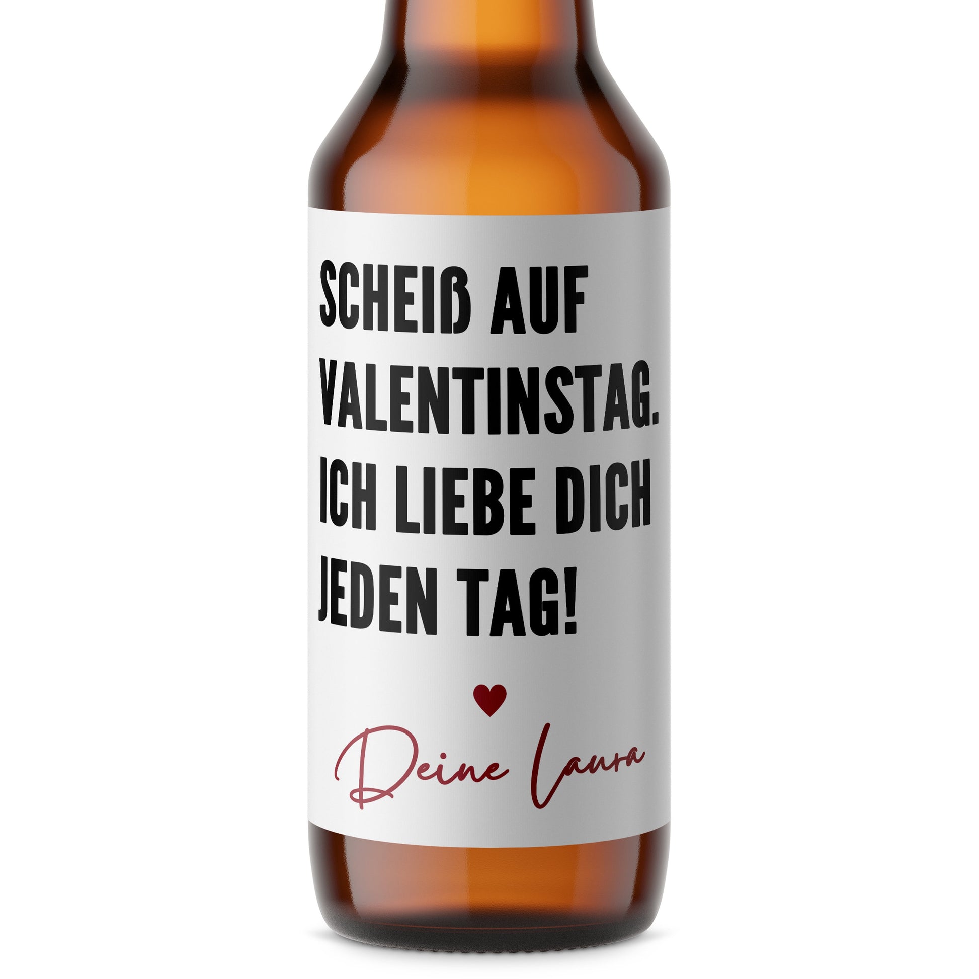 Personalisiertes Bier Flaschen Etikett Scheiß auf Valentinstag