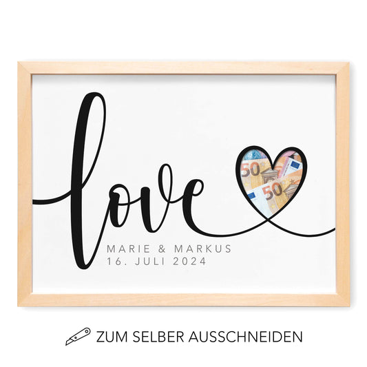 Geld Geschenk Zur Hochzeit Personalisiertes Bild "Love" Hochzeitsgeschenk