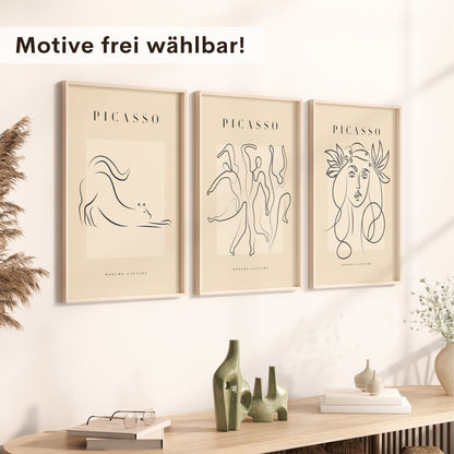 Picasso Poster Set 3 Frei Wählbare Bilder Wohnzimmer Deko Print Beige