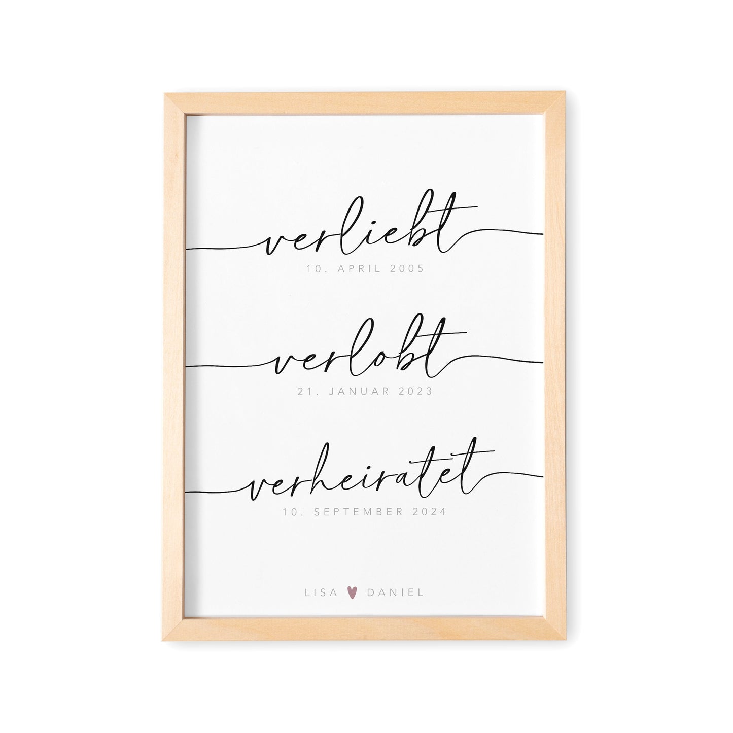 Hochzeitsbild Personalisiert Hochzeitsgeschenk Bild "Verliebt Verlobt Verheiratet" Geschenk Hochzeit