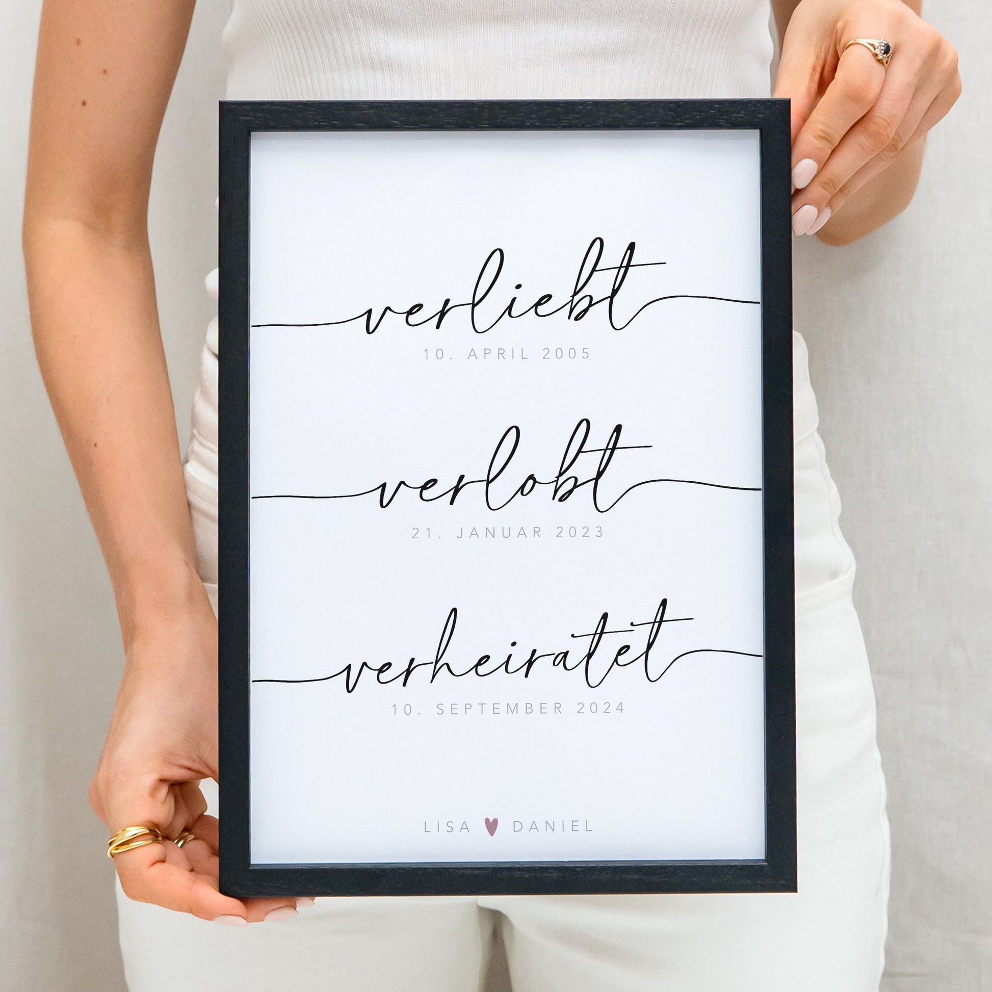 Hochzeitsbild Personalisiert Hochzeitsgeschenk Bild "Verliebt Verlobt Verheiratet" Geschenk Hochzeit