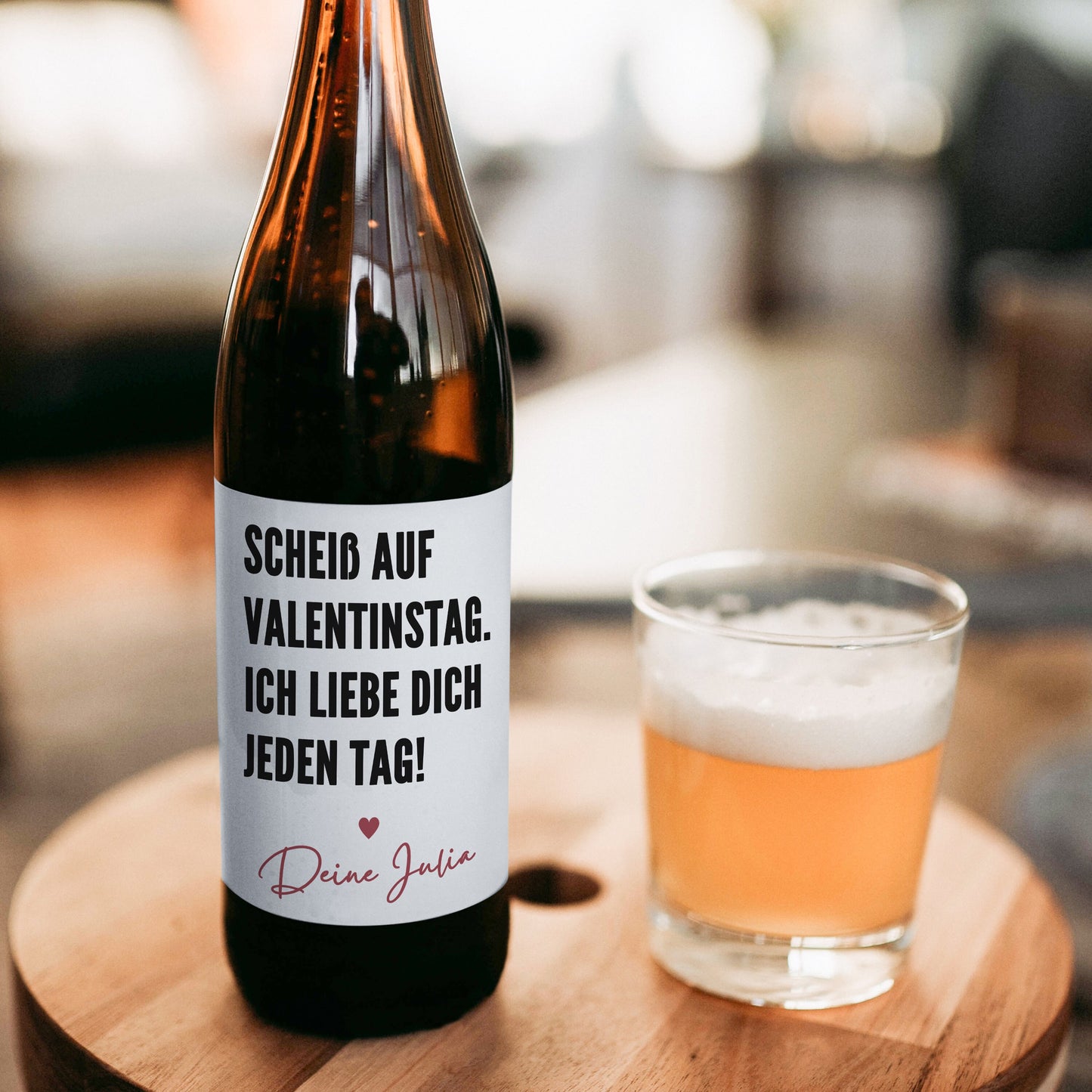Personalisiertes Bier Flaschen Etikett "Scheiß auf Valentinstag" Valentinstag Geschenk für Ihn