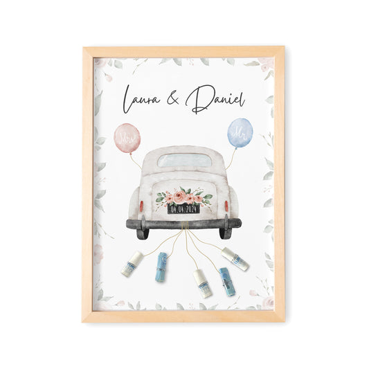 Hochzeitsgeschenk Geld Personalisiert Geldgeschenk Hochzeit Bild mit Auto für Brautpaar mit oder ohne Rahmen