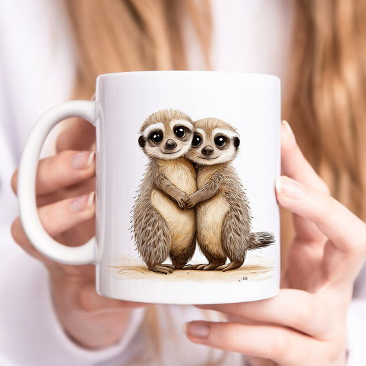 Erdmännchen Tasse süßes Geschenk Keramiktasse Freundinnen Geschenk Familie Kaffeetasse