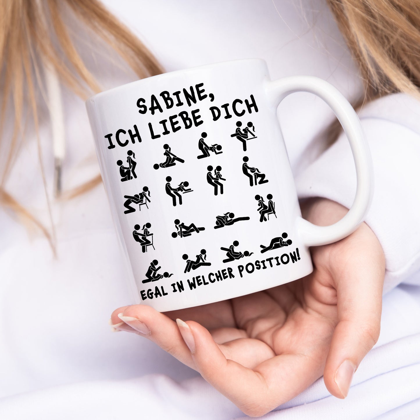 Tasse Personalisiert für Freund Freundin Partner "Ich liebe dich egal in welcher Position" Valentinstag Jahrestag Lustier Spruch Geschenk