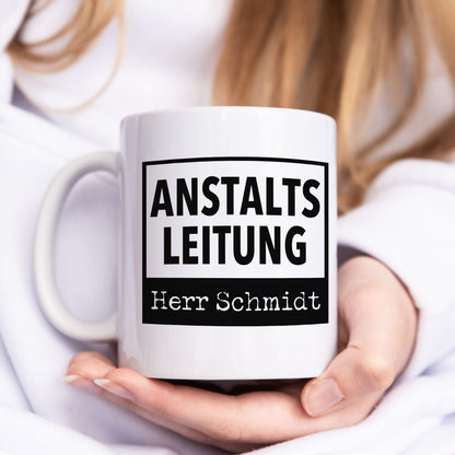 Chef Geschenk "Anstaltsleitung" Tasse Personalisiert für Chefin Abteilungsleiter Lustige Kaffeetasse für Büro Kaffeebecher mit Spruch