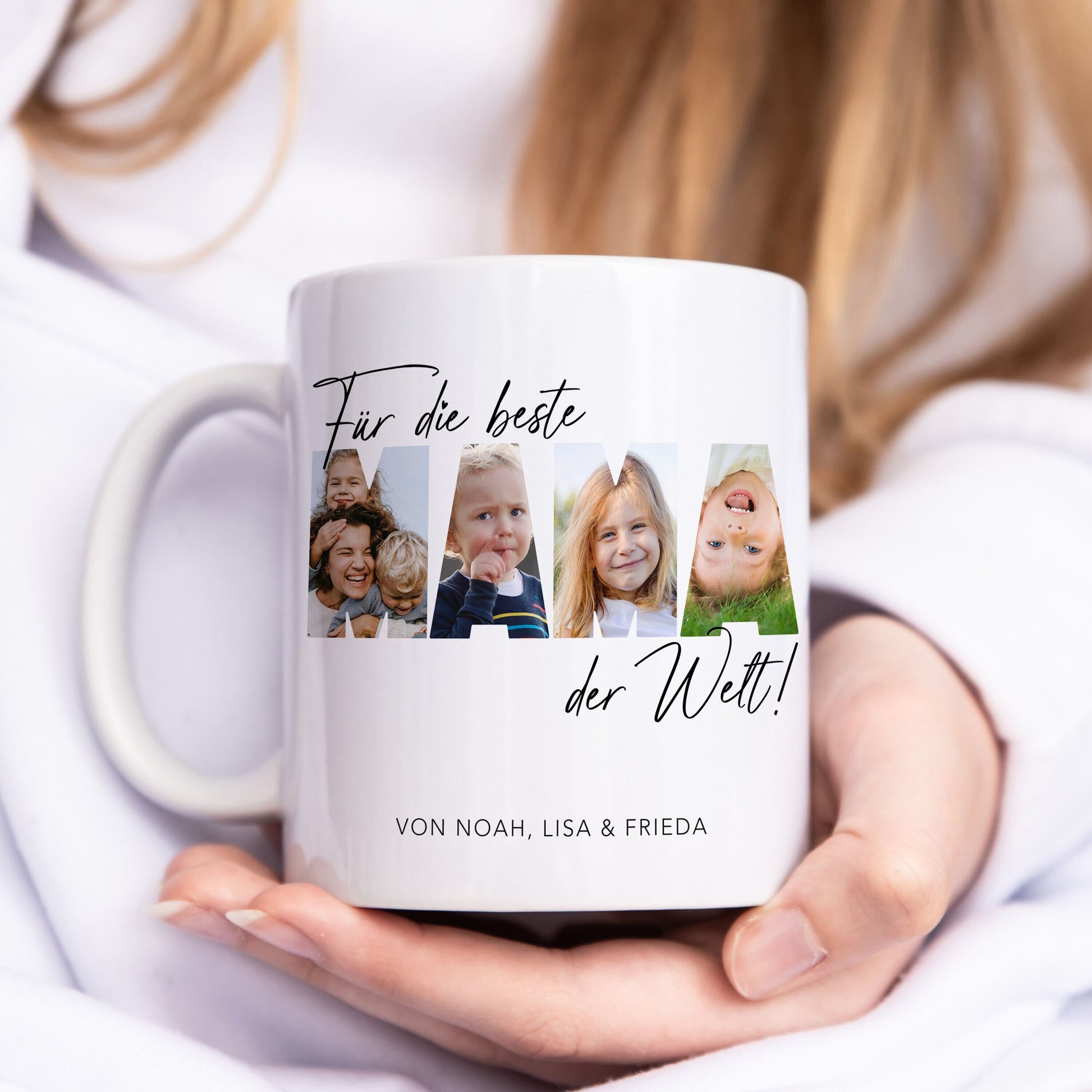 Mama Geschenk zum Geburtstag personalisierte Tasse mit Fotos der Kinder Beste Mama der Welt Muttertagsgeschenk