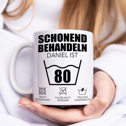Schonend Behandeln 80 Tasse personalisiert 80. Geburtstag Geschenk Mann Frau Geburtstagsgeschenk runder Geburtstag 80 Jahre