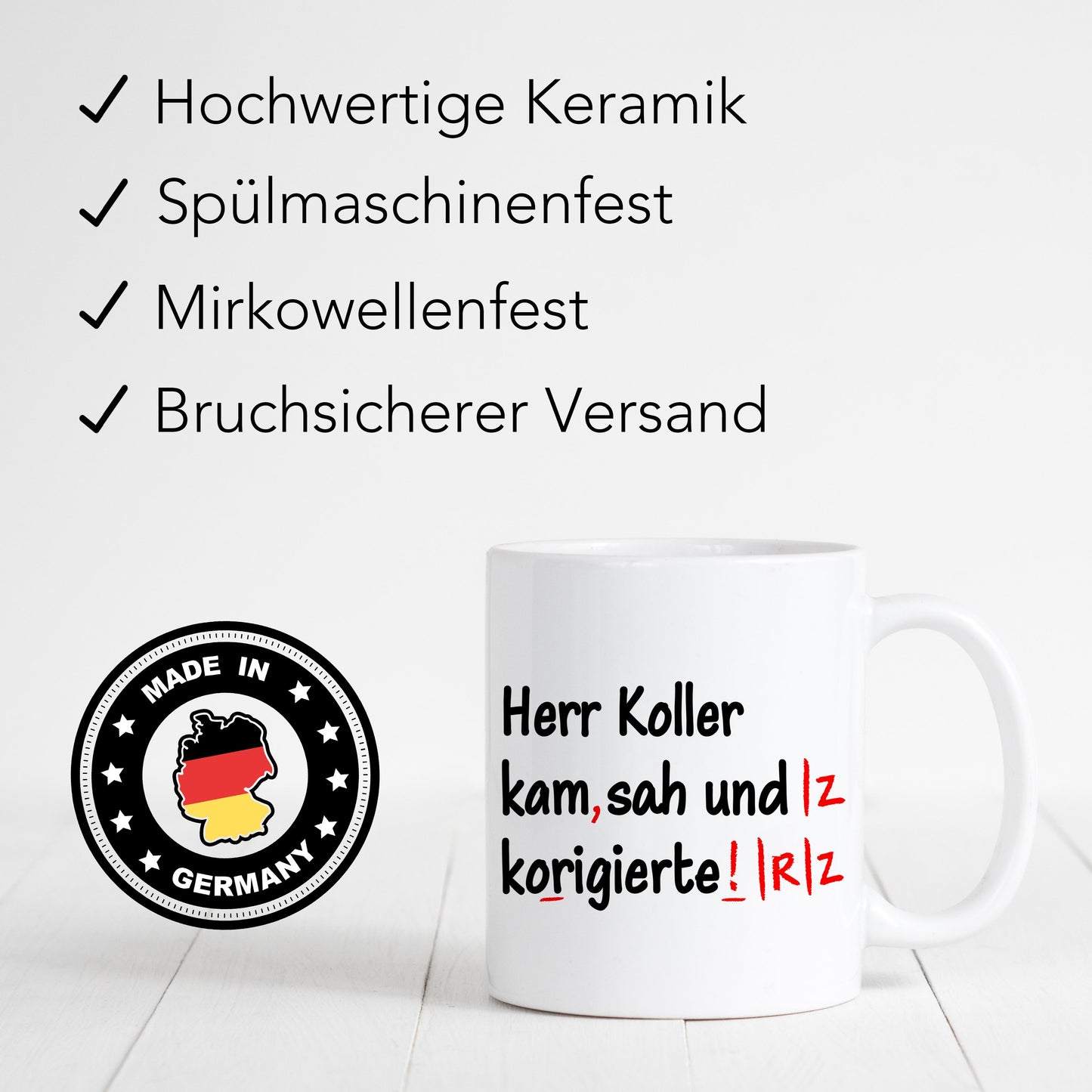 Lehrer Geschenk Tasse "Ich kam sah und korrigierte" personalsisiert für Grundschul Lehrerin Deutschlehrer Grundschullehrerin