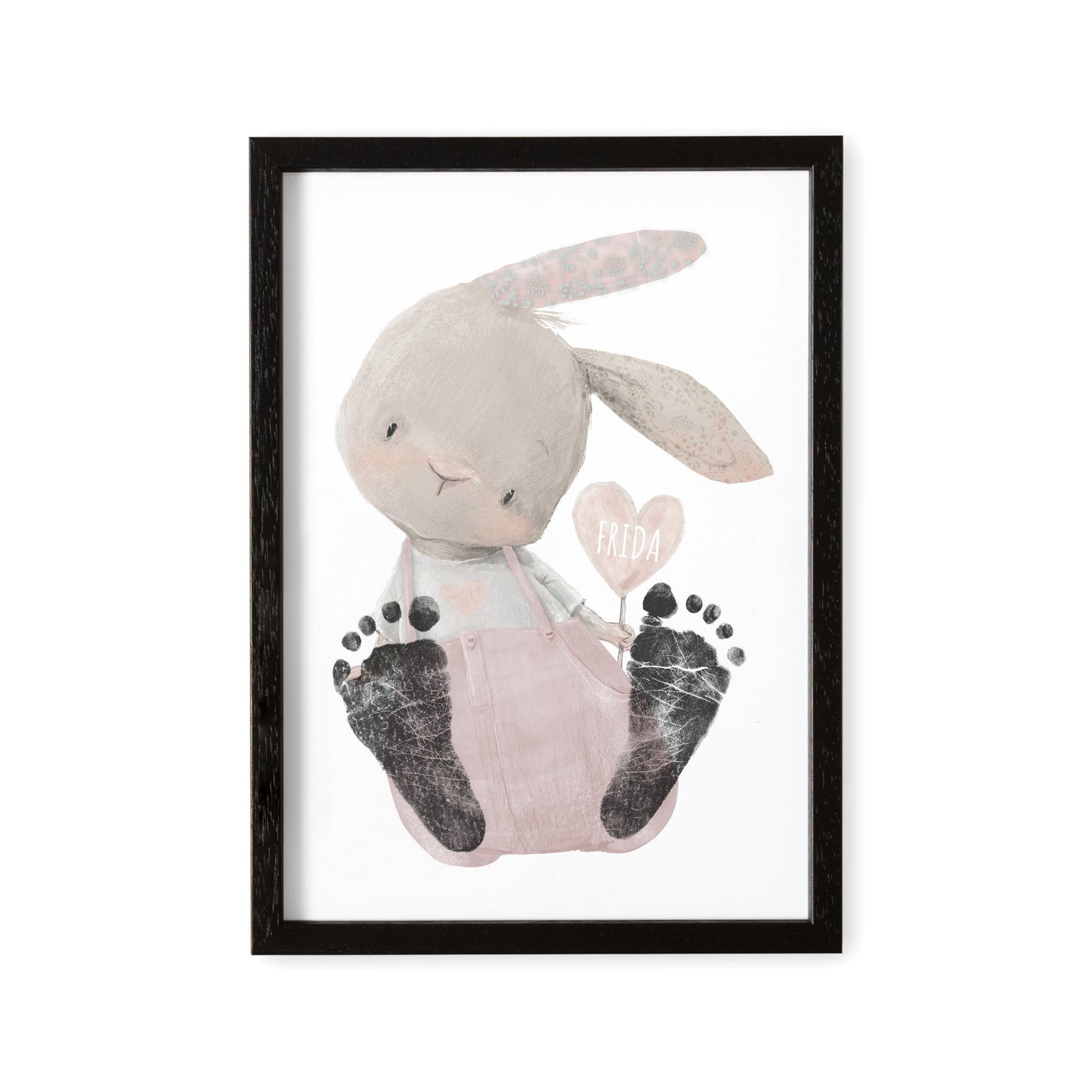 Baby Fußabdruck Bild Hase Altrosa Fußabdrücke Personalisiert Babygeschenk zur Geburt Geschenk Kleinkind Kinderzimmerdeko