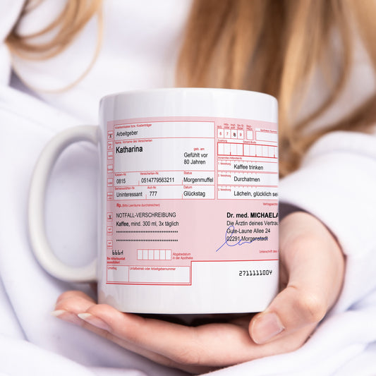 Rezept Tasse für Arbeit Büro personalisiert für Kollegin beste Freundin Lustiger Spruch Kaffeebecher Arzt Arbeitskollegin Geschenk