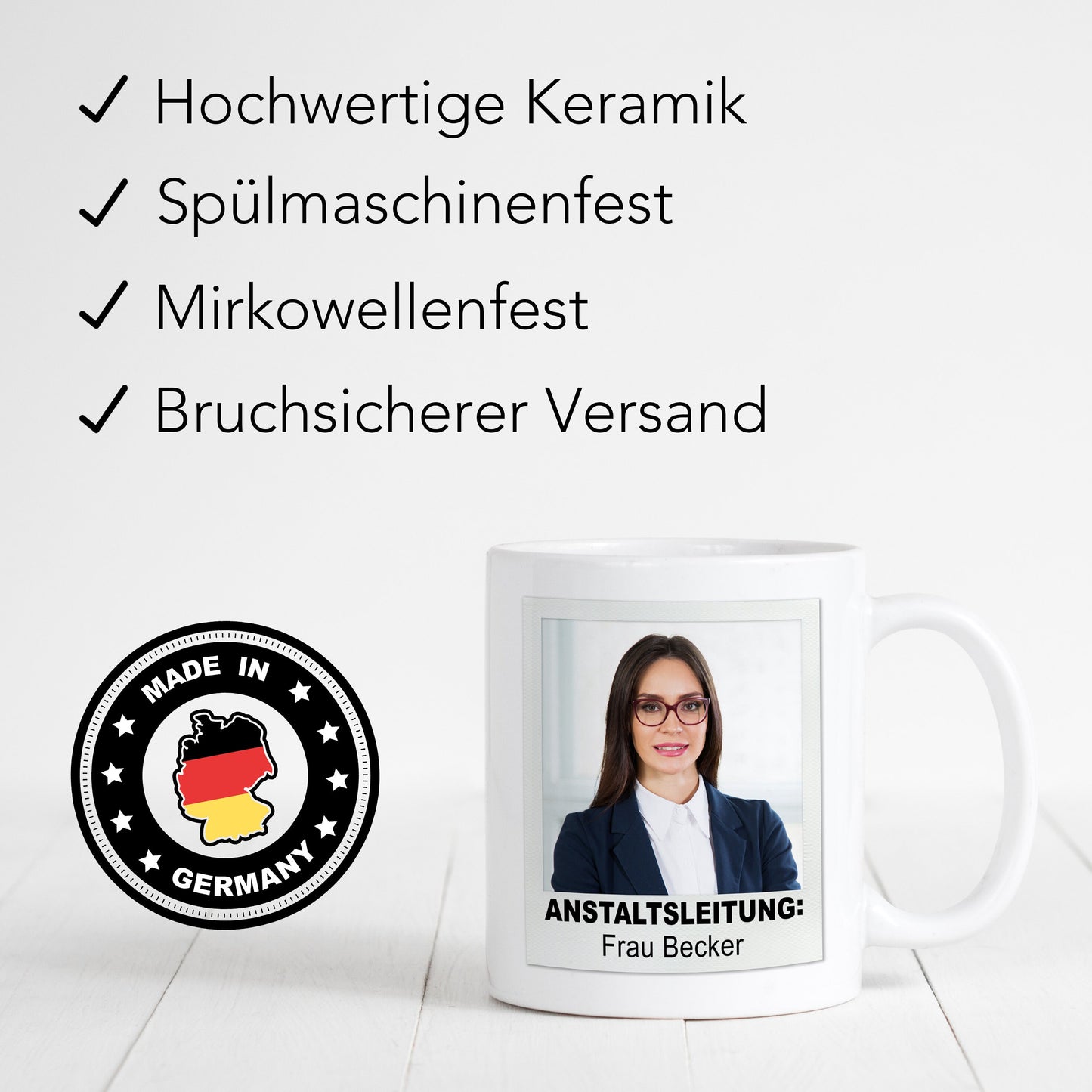 Anstaltsleitung Tasse mit Foto Personalisiert Geschenk für Chefin Chef Kollegen Lustige Kaffeetasse für Büro Kaffeebecher mit Spruch