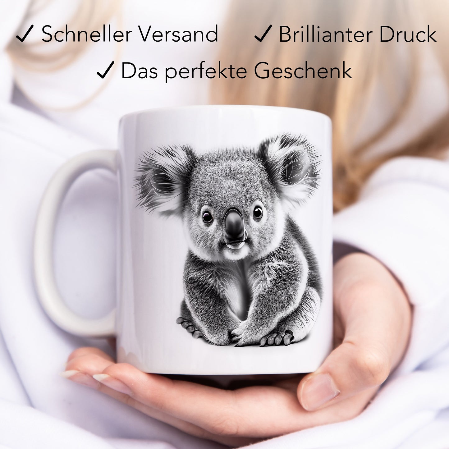 Koala Tasse Geschenk für Freundin Kinder oder Familie Kaffeetasse Kaffeebecher Keramiktasse mit süßem Koala Bär
