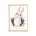 Baby Fußabdruck Bild Hase Fußabdrücke Personalisiert Babygeschenk zur Geburt Geschenk Kleinkind Kinderzimmerdeko (Ohne Farbe)
