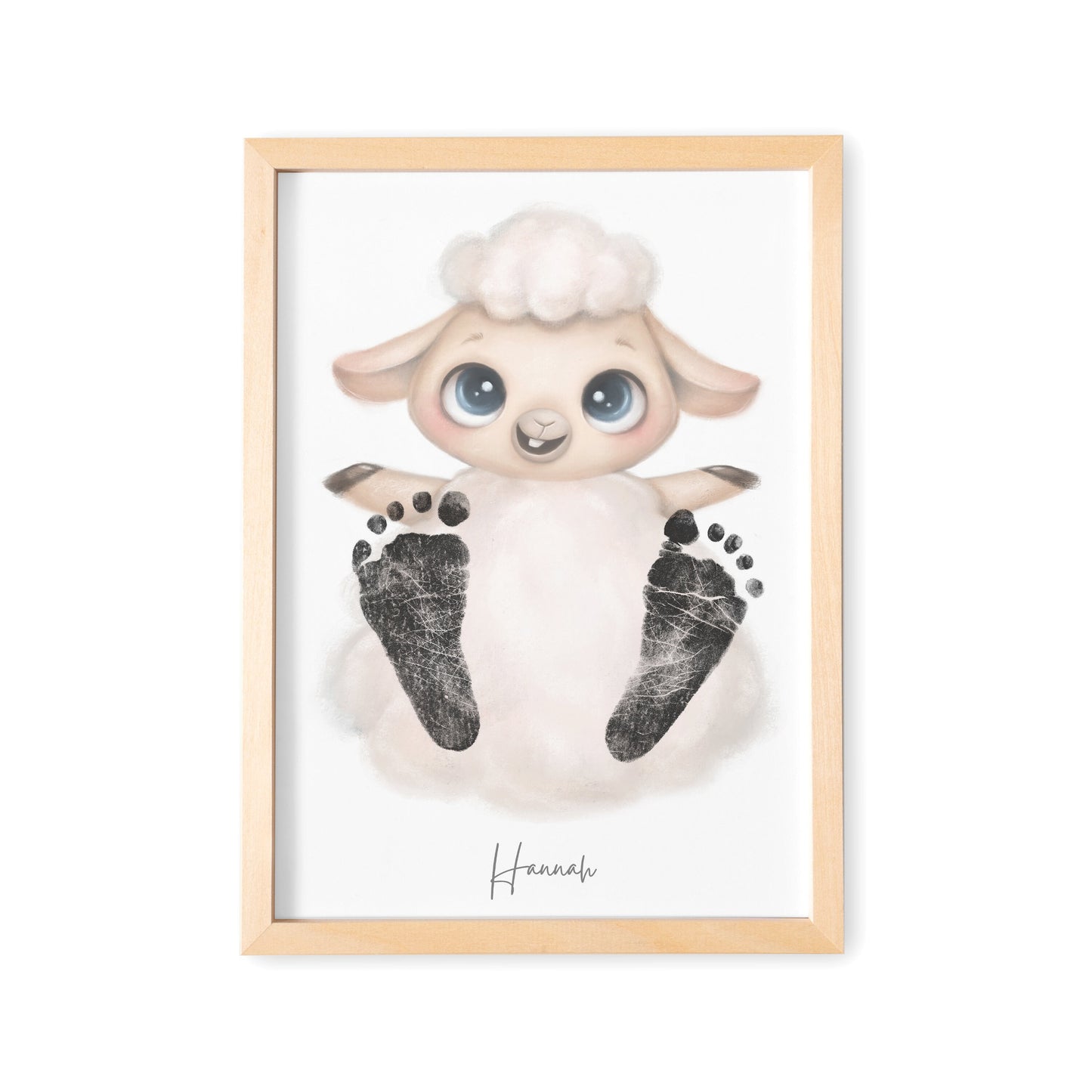 Baby Fußabdruck Bild Schaaf Fußabdrücke Personalisiert Babygeschenk zur Geburt Geschenk Kleinkind Kinderzimmerdeko (Ohne Farbe)