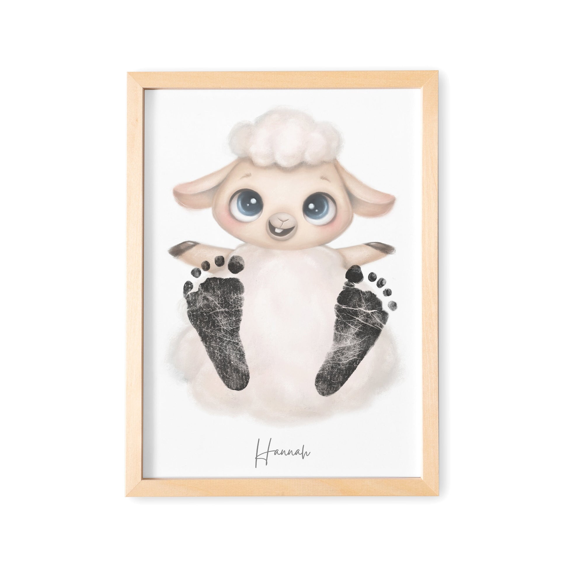 Baby Fußabdruck Bild Schaaf Fußabdrücke Personalisiert Babygeschenk zur Geburt Geschenk Kleinkind Kinderzimmerdeko (Ohne Farbe)