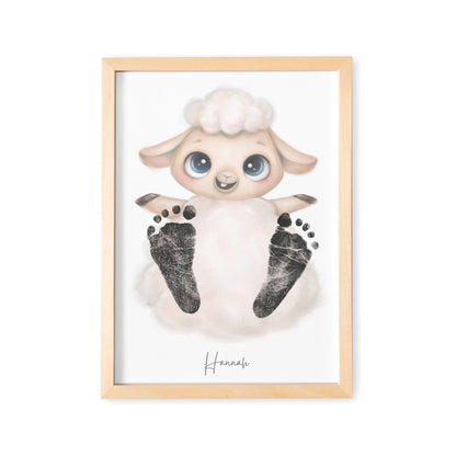 Baby Fußabdruck Bild Schaaf Fußabdrücke Personalisiert Babygeschenk zur Geburt Geschenk Kleinkind Kinderzimmerdeko (Ohne Farbe)