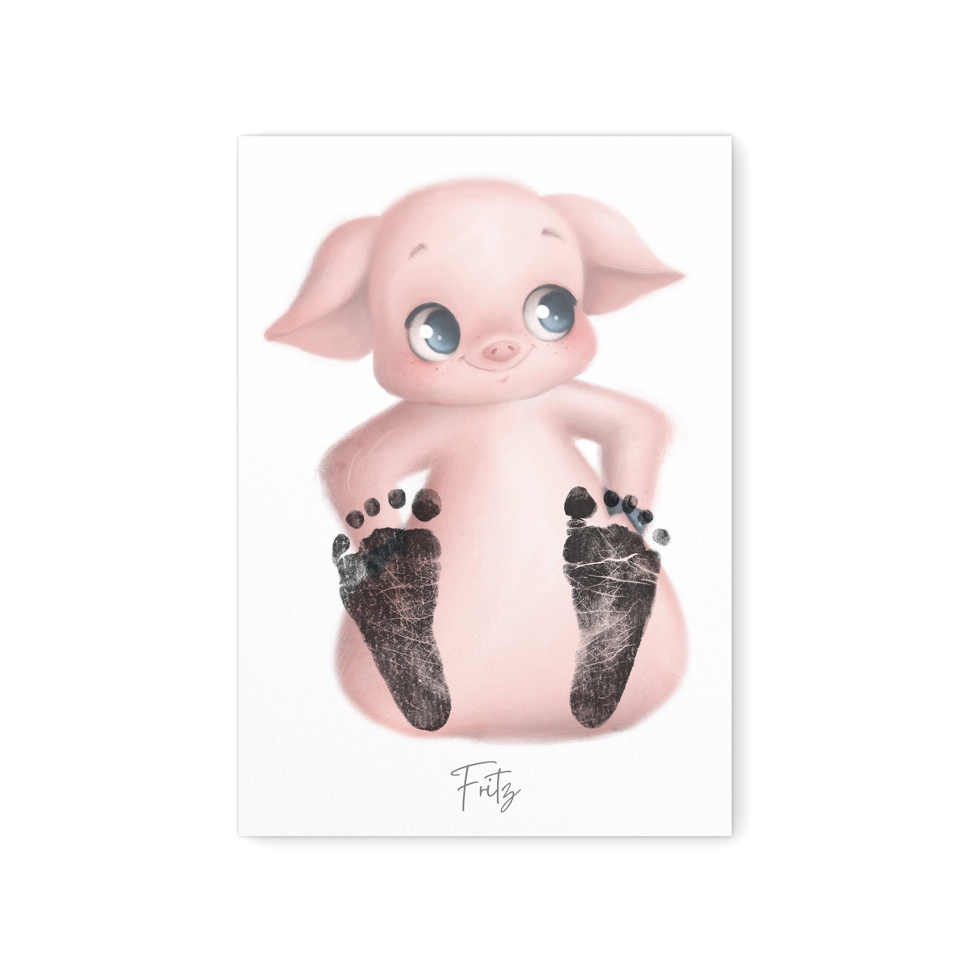 Baby Fußabdruck Bild Schwein Fußabdrücke Personalisiert Babygeschenk zur Geburt Geschenk Kleinkind Kinderzimmerdeko (Ohne Farbe)