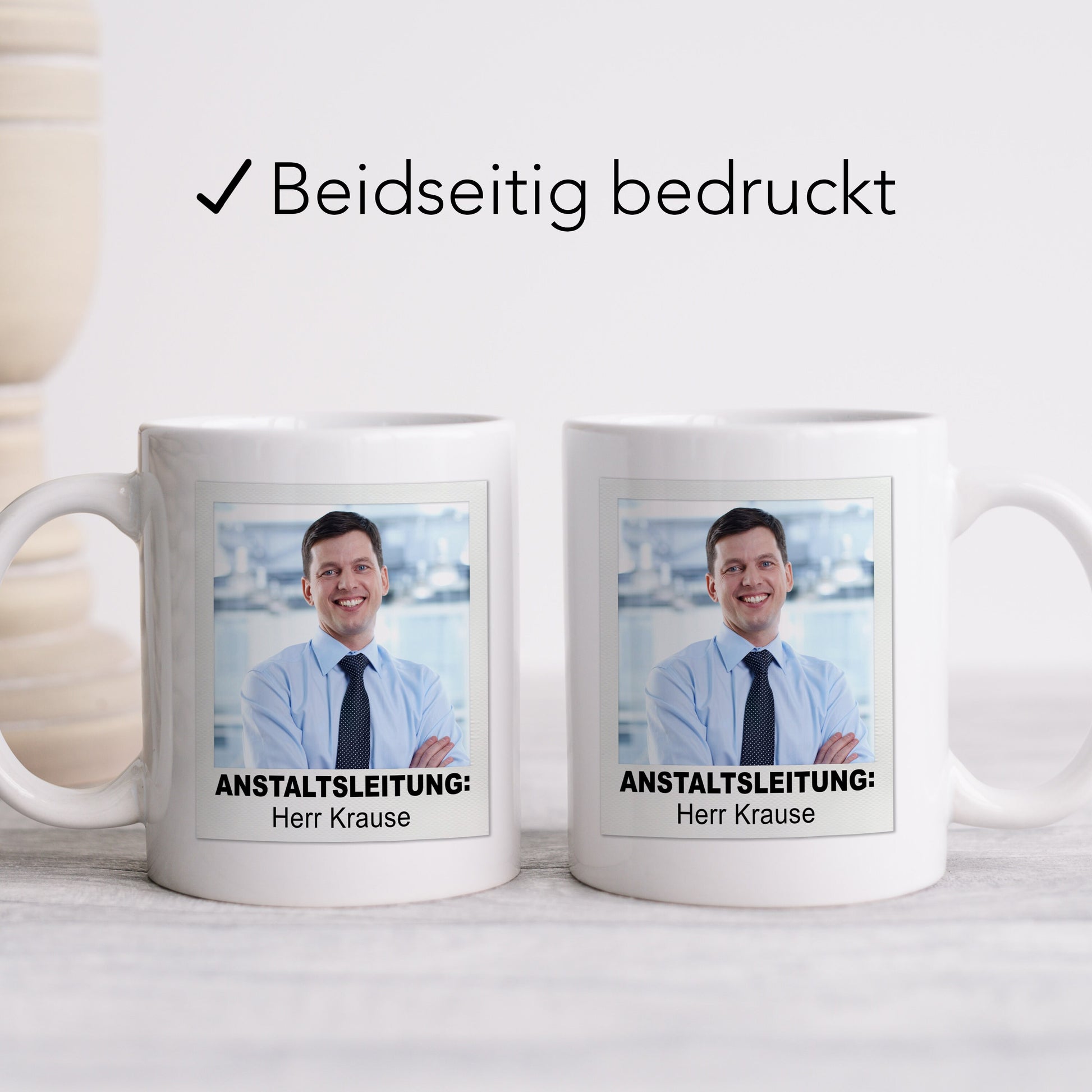 Anstaltsleitung Tasse mit Foto Personalisiert Geschenk für Chefin Chef Kollegen Lustige Kaffeetasse für Büro Kaffeebecher mit Spruch
