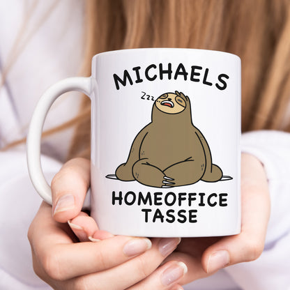 Homeoffice Geschenk Tasse personalisiert mit Faultier lustige Kaffeetasse für Arbeit Büro Geschenkidee Kollegin