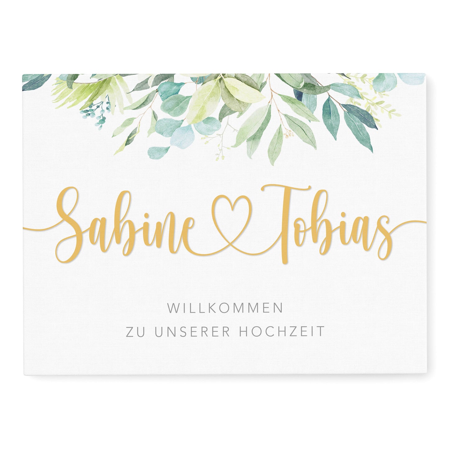 Willkommensschild Hochzeit Leinwand Hochzeitsschild personalisiert Willkommen Hochzeit Eingangsschild (60x40 cm)