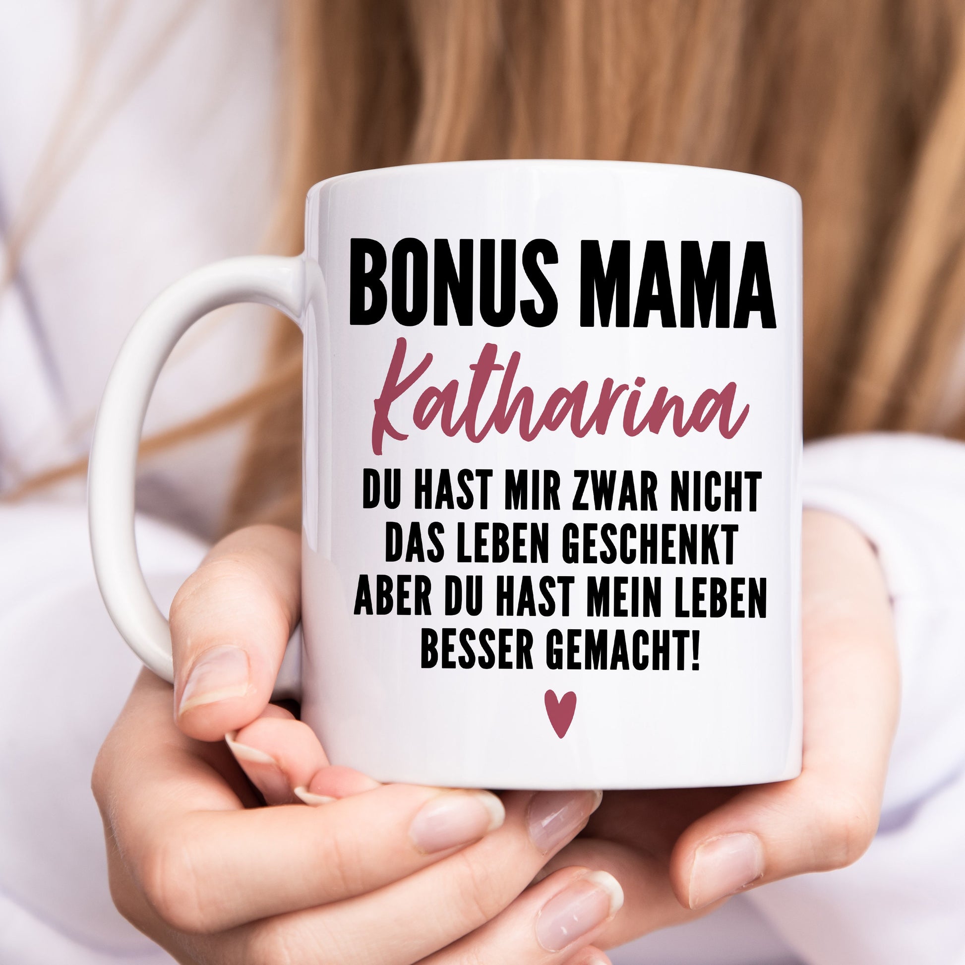 Bonusmama Tasse personalisiertes Muttertagsgeschenk Stiefmutter Stiefmama Bonus Mama Geschenk