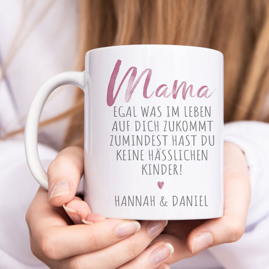 Mama Geschenk zum Geburtstag personalisierte Tasse Mutter "Hässliche Kinder" Muttertagsgeschenk