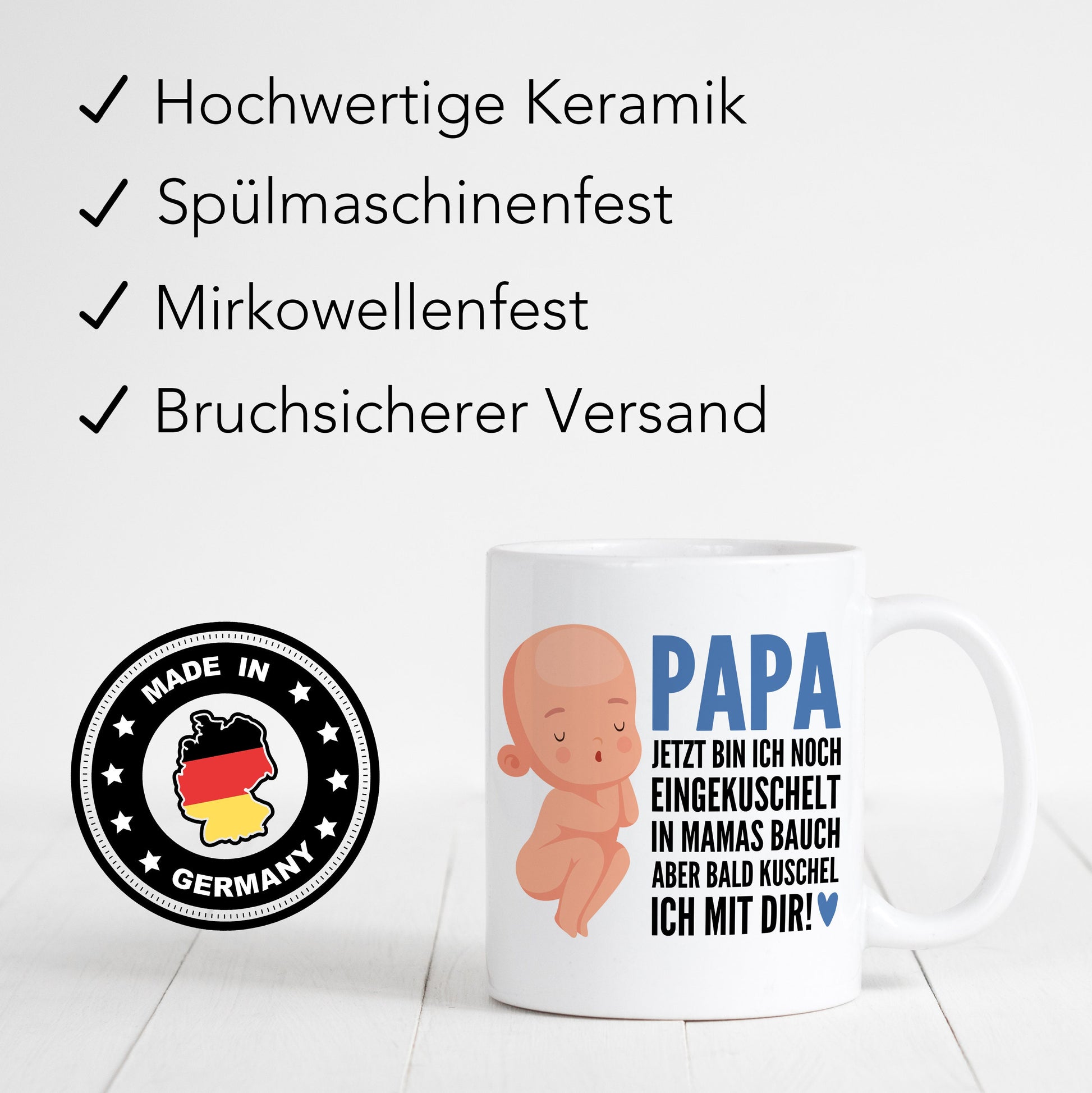 Schwangerschaft verkünden Papa Du wirst Papa Tasse Vater Kaffeetasse mit Spruch Baby im Bauch Vatertag Geschenk