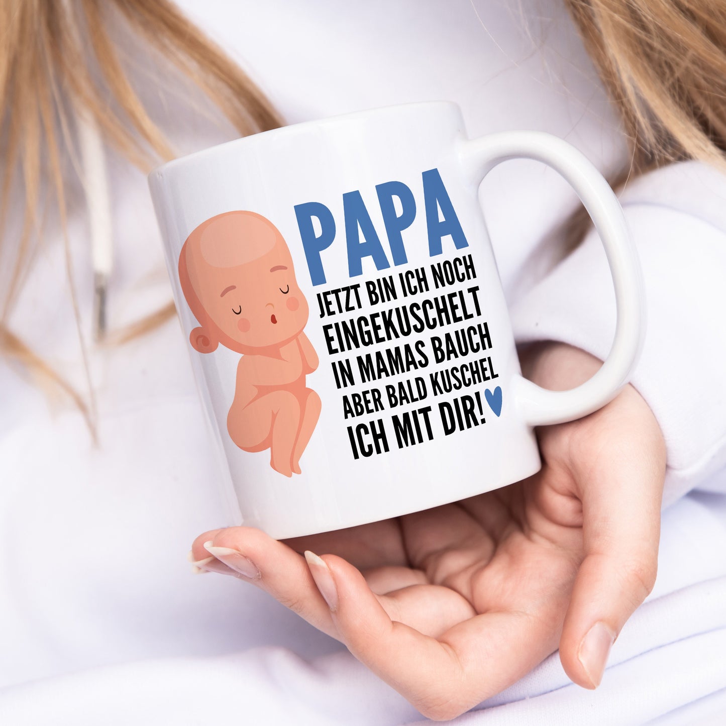 Schwangerschaft verkünden Papa Du wirst Papa Tasse Vater Kaffeetasse mit Spruch Baby im Bauch Vatertag Geschenk