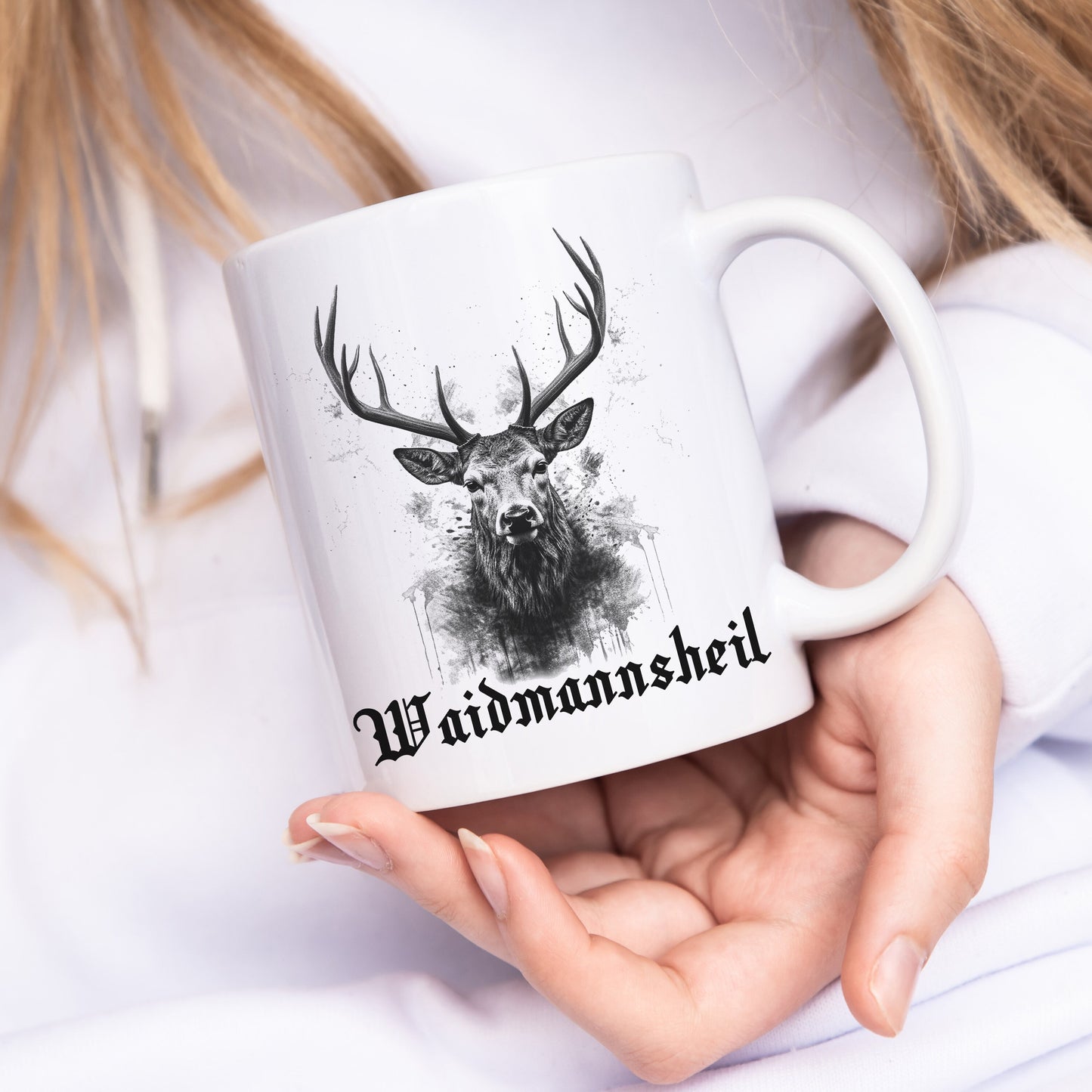 Jagd Tasse Jäger Geschenk mit Hirsch und lustigem Spruch Jagdgeschenk Waidmannsheil