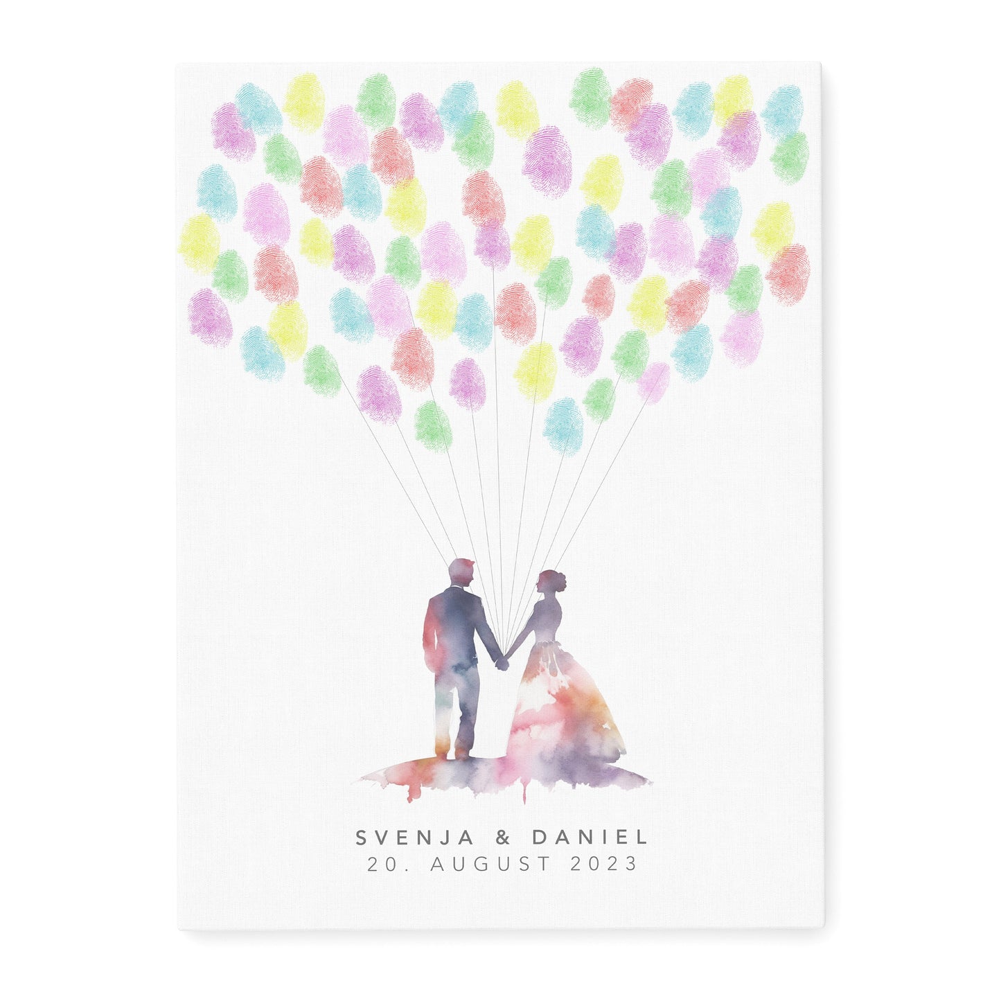 Leinwand Hochzeit Gästebuch Fingerabdruck personalisiert Brautpaar 30x40 cm (OHNE Farbe)