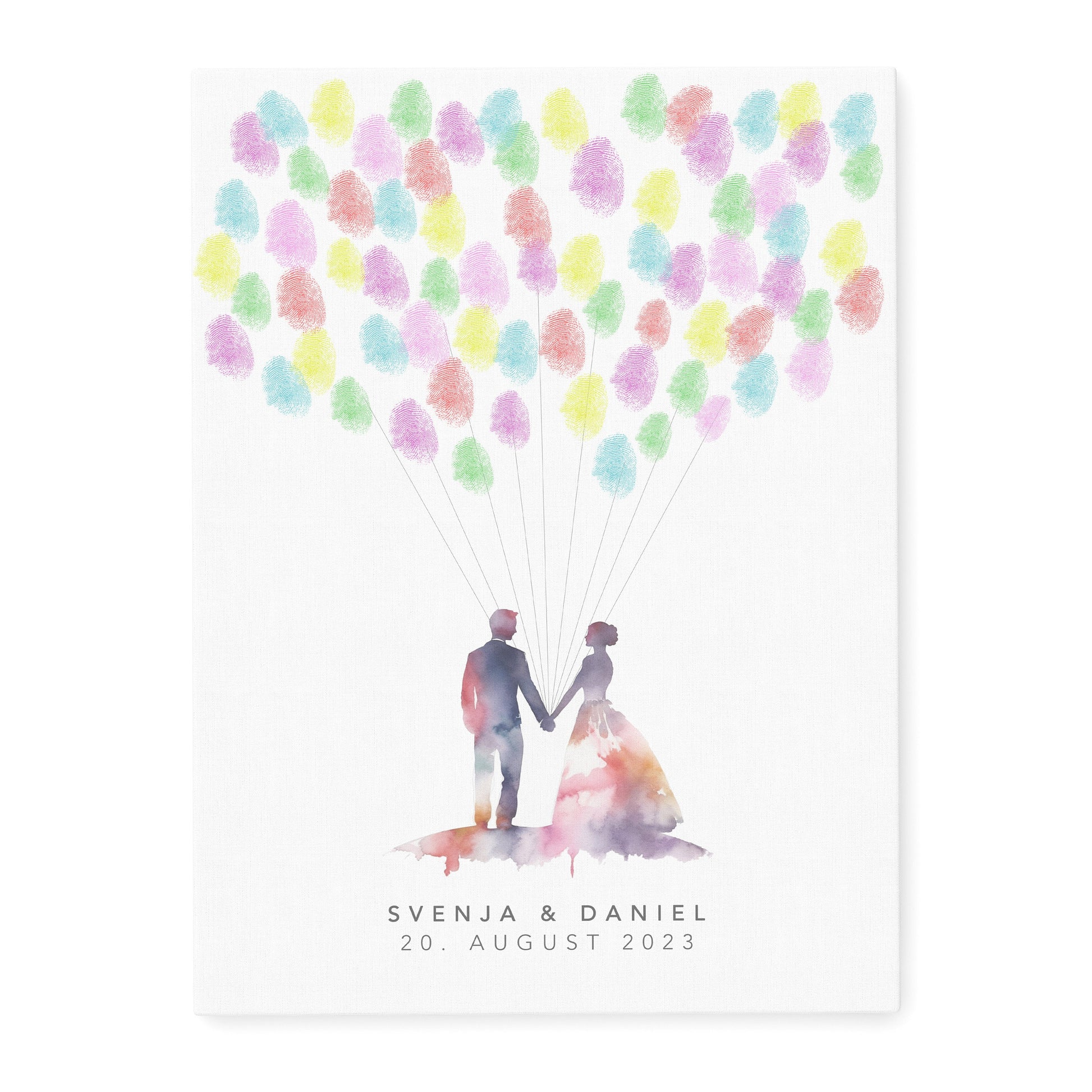 Leinwand Hochzeit Gästebuch Fingerabdruck personalisiert Brautpaar 30x40 cm (OHNE Farbe)