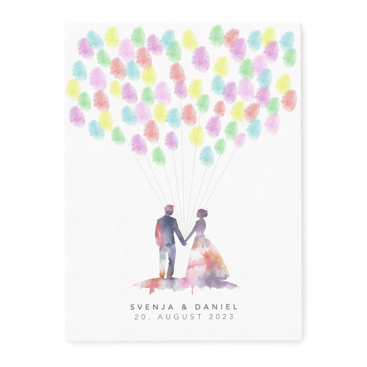Leinwand Hochzeit Gästebuch Fingerabdruck personalisiert Brautpaar 30x40 cm (OHNE Farbe)