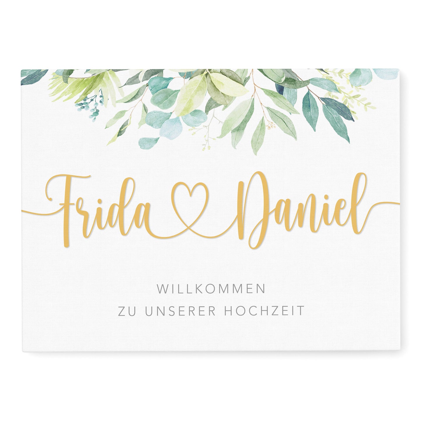 Willkommensschild Hochzeit Leinwand Hochzeitsschild personalisiert Willkommen Hochzeit Eingangsschild (60x40 cm)