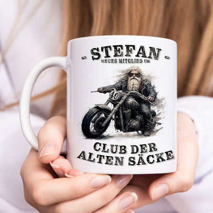 Geschenk 40. Geburtstag Mann Motorrad Tasse "Club der alten Säcke" Geburtstagsgeschenk Männer