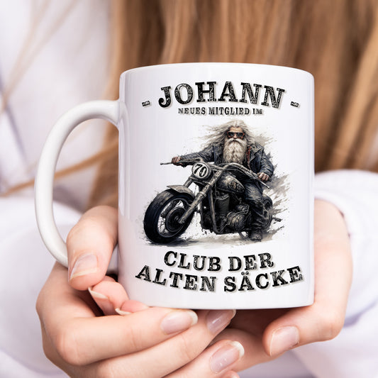 Geschenk 70. Geburtstag Mann Motorrad Tasse "Club der alten Säcke" Geburtstagsgeschenk Männer