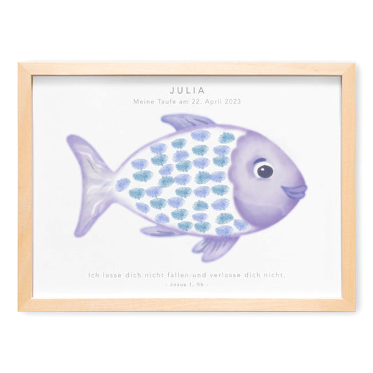 Taufe Fingerabdruck Fisch Gästebuch Taufe Mädchen personalisiertes Bild Taufgeschenk