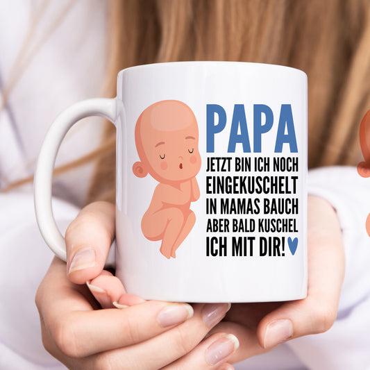 Schwangerschaft verkünden Papa Du wirst Papa Tasse Vater Kaffeetasse mit Spruch Baby im Bauch Vatertag Geschenk