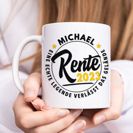 Rente 2023 Geschenk personalisierte Tasse für Mann Frau Renteneintritt Pensionierung Rentner