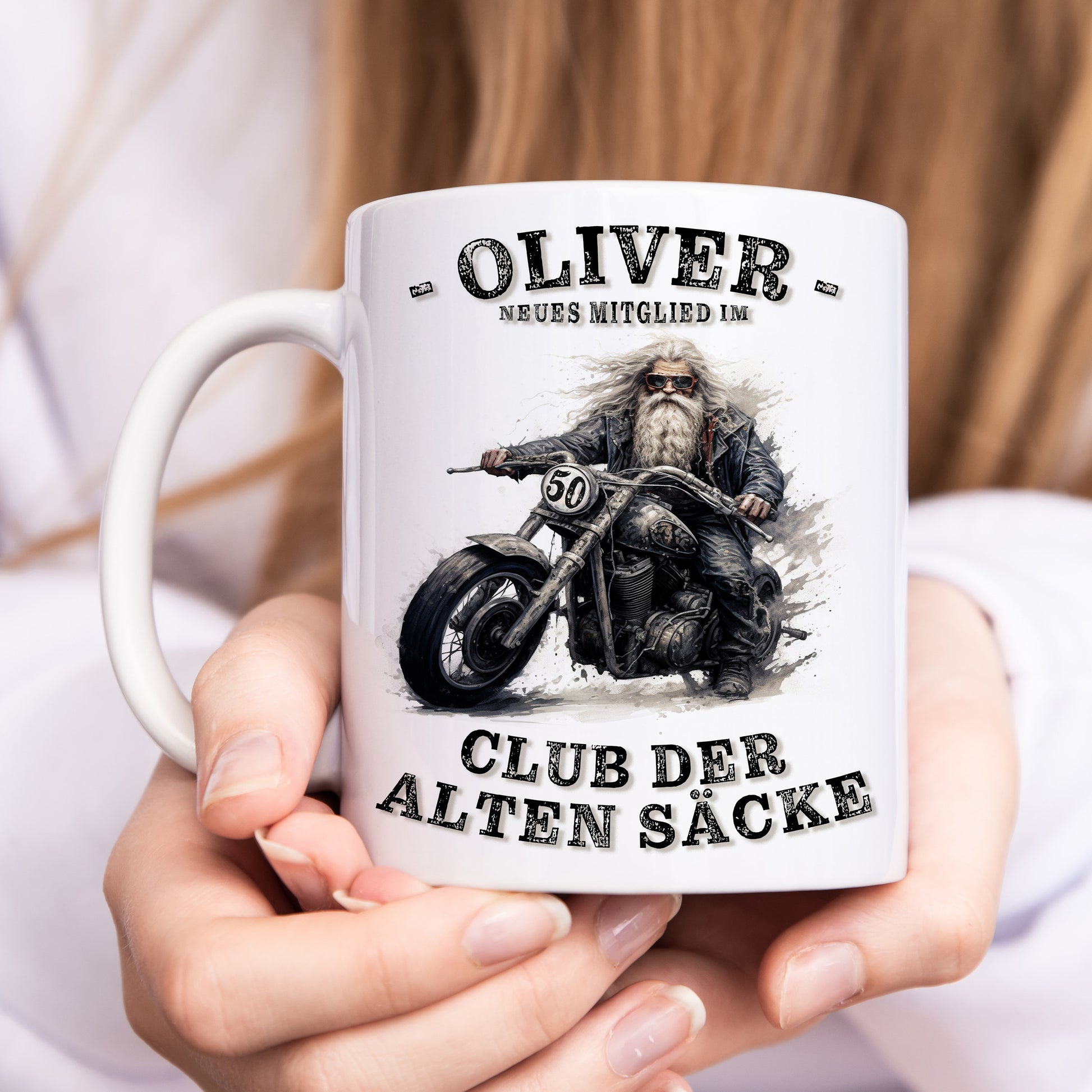 Geschenk 50. Geburtstag Mann Motorrad Tasse "Club der alten Säcke" Geburtstagsgeschenk Männer