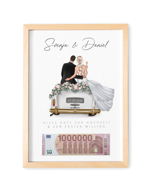 Eure erste Million Hochzeit Geld Hochzeitsgeschenk Auto personalisiertes Bild Geldgeschenk für Brautpaar