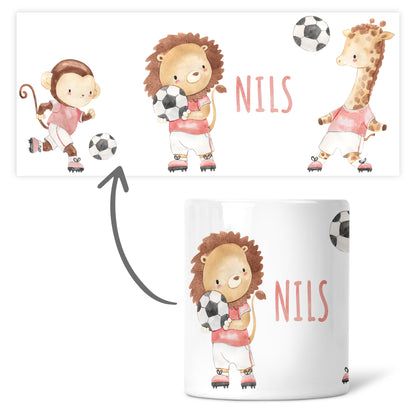 Spardose personalisiert für Jungen Kind Fussball Spieler Sparbüchse Fußball Geschenk Sparschwein Keramik