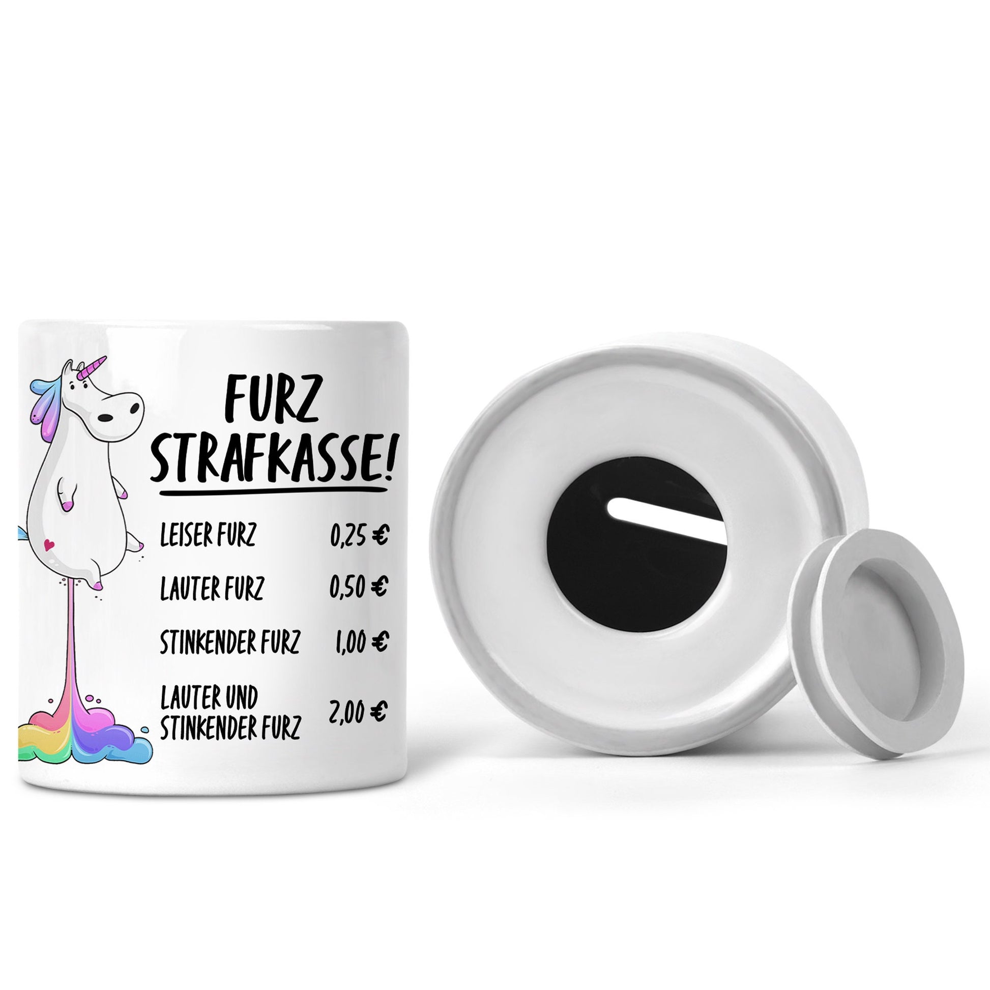 Lustige Einhorn Spardose Furzkasse Furzstrafkasse Strafkasse Furz Witziges Geschenk aus Keramik