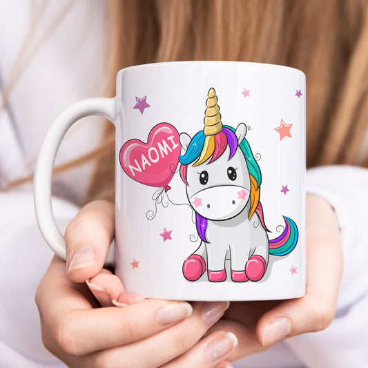 Einhorn Tasse personalisiert mit Namen Geburtstagsgeschenk Mädchen aus Keramik Schulkind Geschenk