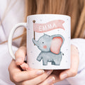 Kindertasse mit Namen Elefant personalisiert für Kinder Mädchen Jungen Geschenk Einschulung Kinderbecher aus Keramik