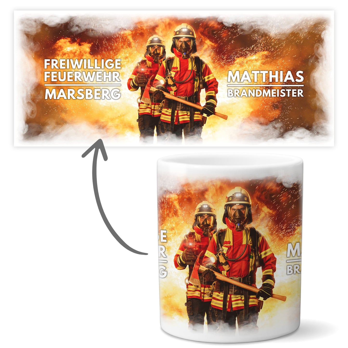 Feuerwehr Tasse personalisiert Feuerwehrmann Geschenk Feuerwehrfrau Freiwillige Feuerwehr aus Keramik