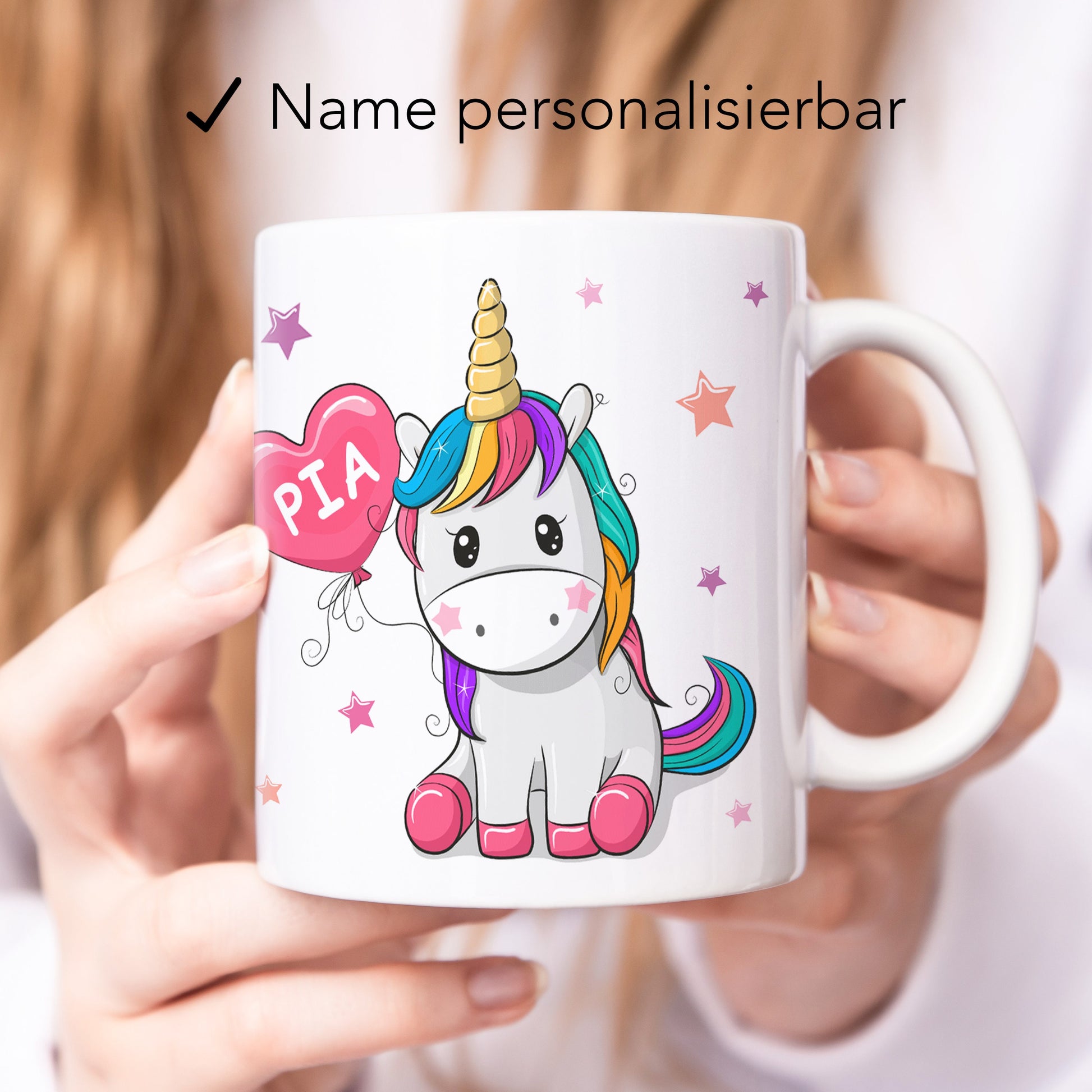 Einhorn Tasse personalisiert mit Namen Geburtstagsgeschenk Mädchen aus Keramik Schulkind Geschenk