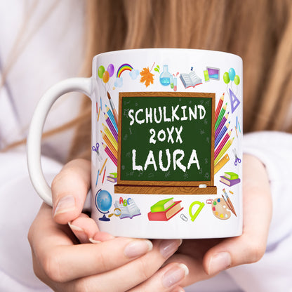 Schulkind Tasse personalisiert Geschenk zur Einschulung für Mädchen Junge Schulanfänger Einschulungsgeschenk